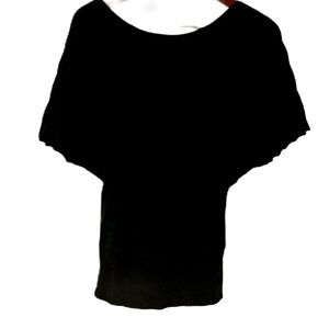 Tracy M. black sweater short sleeve ribbed size small date night, work, layering